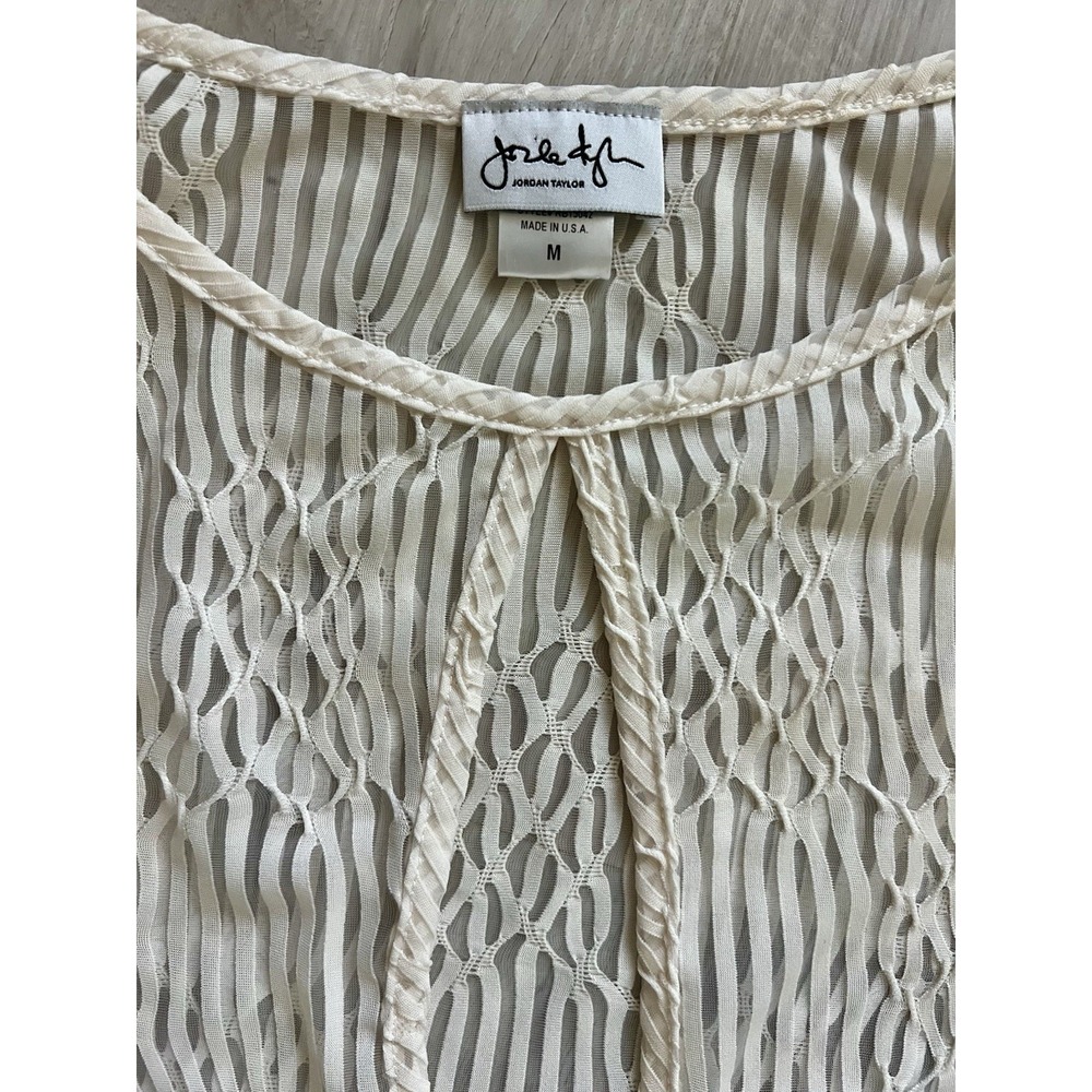 Sheer Caftan Cream Color Kaftan Jordan Taylor Made In USA Size M old money